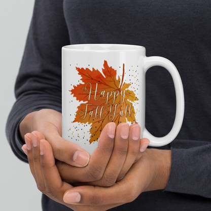 White Glossy Mug Fall Design