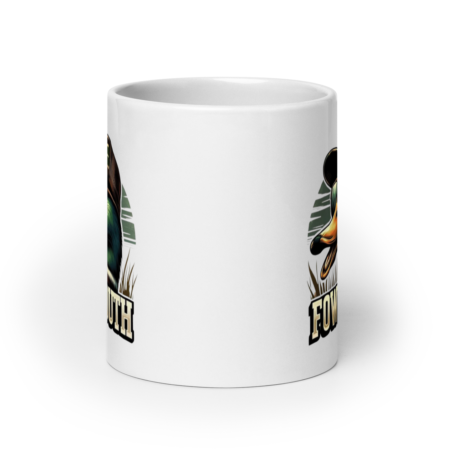 White Glossy Mug Fowl Mouth Duck Design