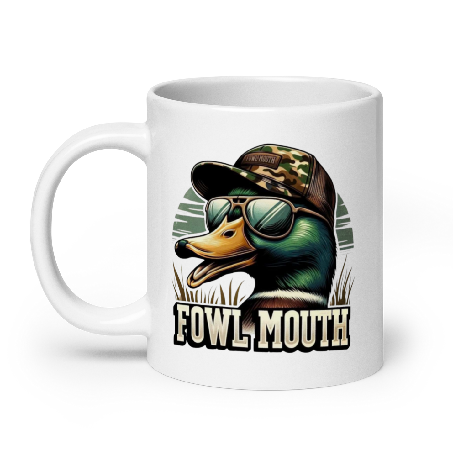 White Glossy Mug Fowl Mouth Duck Design