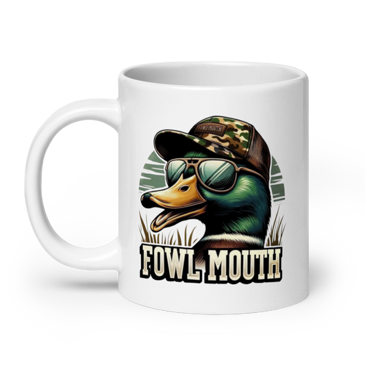 White Glossy Mug Fowl Mouth Duck Design