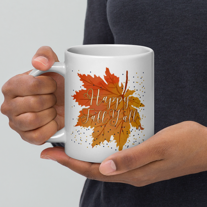 White Glossy Mug Fall Design