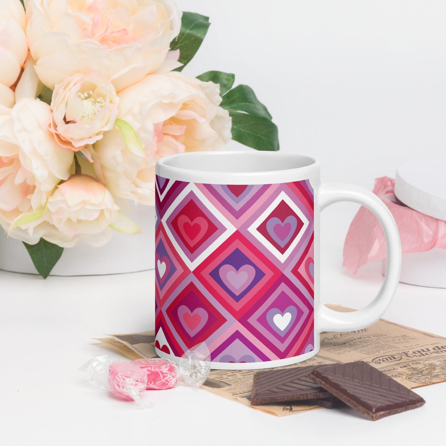 Valentine's Day Design White glossy mug