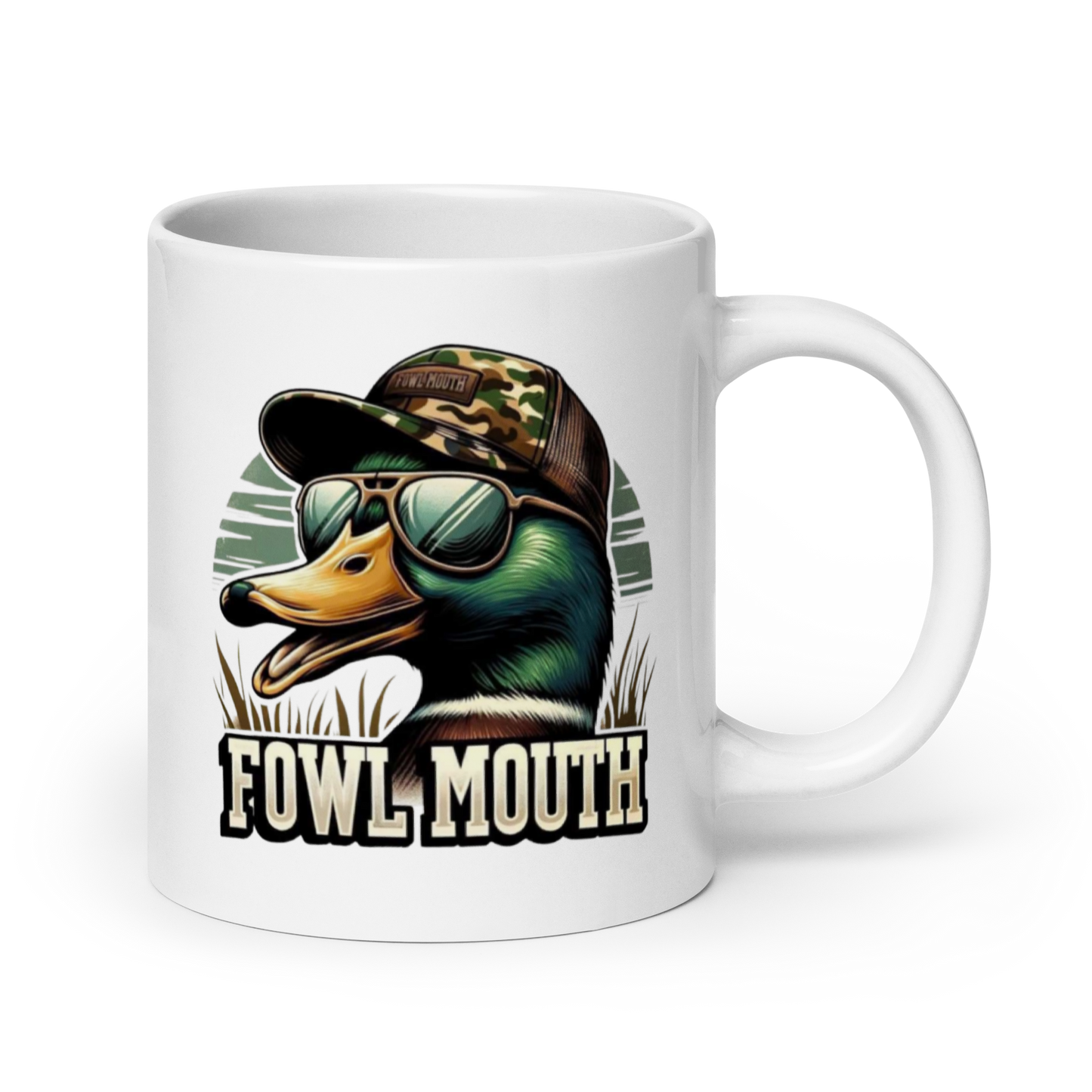 White Glossy Mug Fowl Mouth Duck Design