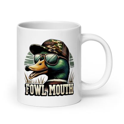 White Glossy Mug Fowl Mouth Duck Design