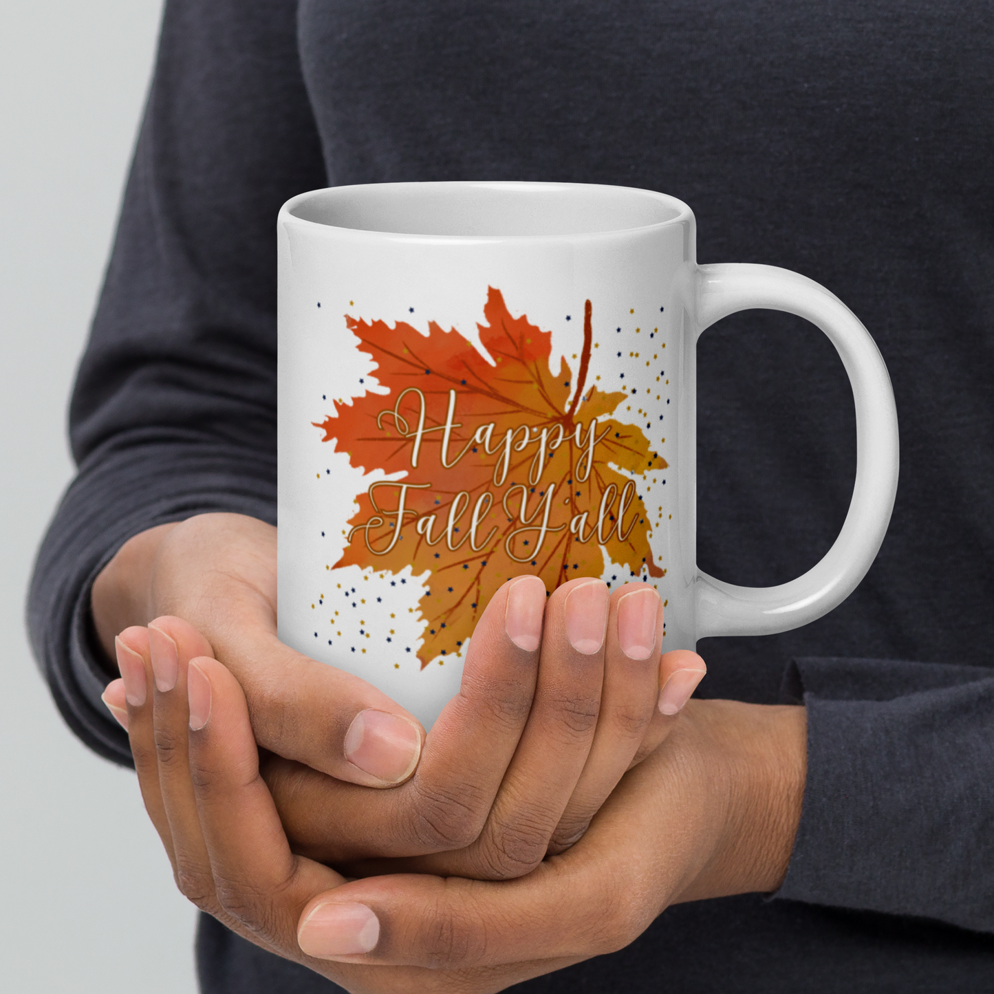 White Glossy Mug Fall Design