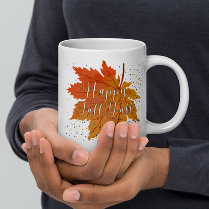 White Glossy Mug Fall Design