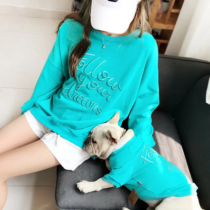 2021 New Arrival Dog Clothes Fashion Dog Matching Hoodie Pet Shirt Parent-Child Clothes For Dogs Costume Bulldog Dogs Clothing