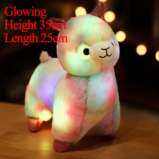 Illuminated Cartoon Animals Plush Toy Colorful Unicorn Dino Dolphin Teddy Bear Cat Lop Goose Sleeping Companion Kids Gift