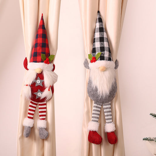 Christmas Curtain Tieback Buckle Set - Mr and Mrs Gnome, Window Ornaments Decorations